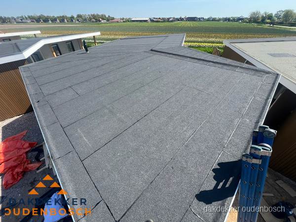 Nieuw bitumen plat dak met uitzicht over landschap in Oudenbosch Nieuw bitumen plat dak met uitzicht over landschap in Oudenbosch